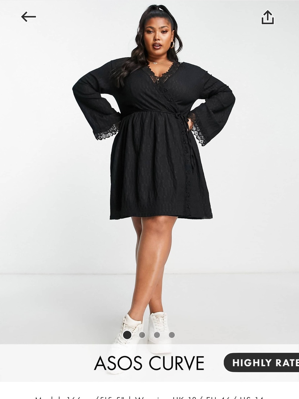 ASOS Curve Black Textured Mini Wrap Skirt